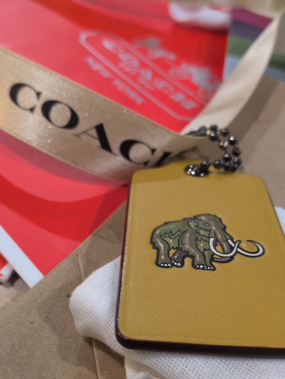 Coach Glovetanned Leather Woolly Mammoth Hang Tag ULTRA RARE HTF